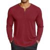 COOFANDY Men’s Henley Shirts Long Sleeve Lightweight Button T-Shirt Casual Basic Tee Top(Wine Red)