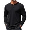 COOFANDY Mens Henley Shirts Long Sleeve T Shirts Casual Lightweight Fashion Button Pullover Tee Shirt(Black)
