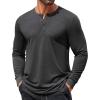 COOFANDY Mens Henley Shirts Long Sleeve T Shirts Casual Lightweight Fashion Button Pullover Tee Shirt(Dark Drey)