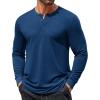 COOFANDY Mens Henley Shirts Long Sleeve T Shirts Casual Lightweight Fashion Button Pullover Tee Shirt(Deep Blue)