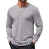 COOFANDY Mens Henley Shirts Long Sleeve T Shirts Casual Lightweight Fashion Button Pullover Tee Shirt(Light Grey)
