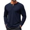 COOFANDY Mens Henley Shirts Long Sleeve T Shirts Casual Lightweight Fashion Button Pullover Tee Shirt(Navy Blue)