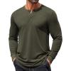 COOFANDY Mens Henley Shirts Long Sleeve T Shirts Casual Lightweight Fashion Button Pullover Tee Shirt(Olive Green)