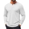 COOFANDY Mens Henley Shirts Long Sleeve T Shirts Casual Lightweight Fashion Button Pullover Tee Shirt(White)