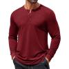 COOFANDY Mens Henley Shirts Long Sleeve T Shirts Casual Lightweight Fashion Button Pullover Tee Shirt(Wine Red)