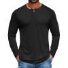COOFANDY Men’s Henley Shirts Long Sleeve T-Shirt Lightweight Fashion Casual Pullover Tee Shirt(Black)
