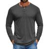 COOFANDY Men’s Henley Shirts Long Sleeve T-Shirt Lightweight Fashion Casual Pullover Tee Shirt(Dark Grey)