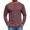 COOFANDY Men’s Henley Shirts Long Sleeve T-Shirt Lightweight Fashion Casual Pullover Tee Shirt(Dark Red)