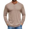 COOFANDY Men’s Henley Shirts Long Sleeve T-Shirt Lightweight Fashion Casual Pullover Tee Shirt(Khaki)