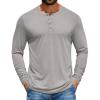 COOFANDY Men’s Henley Shirts Long Sleeve T-Shirt Lightweight Fashion Casual Pullover Tee Shirt(Light Grey)