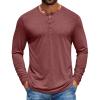 COOFANDY Men’s Henley Shirts Long Sleeve T-Shirt Lightweight Fashion Casual Pullover Tee Shirt(Wine Red)