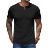 COOFANDY Men’s Henley Shirts Short Sleeve Casual Basic Henley Tee Summer Button Lightweight Stretch T Shirts(Black)
