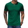 COOFANDY Men’s Henley Shirts Short Sleeve Casual Basic Henley Tee Summer Button Lightweight Stretch T Shirts(Dark Green)