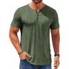 COOFANDY Mens Henley Shirts Short Sleeve Casual T Shirt Plain Slim Fit Henley Stylish Summer Tee Shirts with Pocket(Army Green)