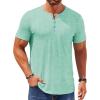 COOFANDY Mens Henley Shirts Short Sleeve Casual T Shirt Plain Slim Fit Henley Stylish Summer Tee Shirts with Pocket(Ice Green)