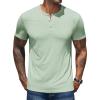 COOFANDY Mens Henley Shirts Short Sleeve Casual T Shirt Plain Slim Fit Henley Stylish Summer Tee Shirts with Pocket(Light Green)