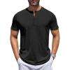 COOFANDY Men’s Henley Shirts Short Sleeve Collarless Button T-Shirt Fashion Casual Basic Tee Tops(Black)