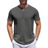 COOFANDY Men’s Henley Shirts Short Sleeve Collarless Button T-Shirt Fashion Casual Basic Tee Tops(Dark Grey)