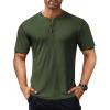 COOFANDY Men’s Henley Shirts Short Sleeve Ribbed T-Shirts Bodybuilding Workout Tee Shirts(Army Green)