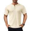 COOFANDY Men’s Henley Shirts Short Sleeve Ribbed T-Shirts Bodybuilding Workout Tee Shirts(Beige)