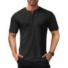 COOFANDY Men’s Henley Shirts Short Sleeve Ribbed T-Shirts Bodybuilding Workout Tee Shirts(Black)