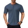 COOFANDY Men’s Henley Shirts Short Sleeve Ribbed T-Shirts Bodybuilding Workout Tee Shirts(Grey Blue)