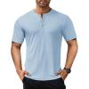 COOFANDY Men’s Henley Shirts Short Sleeve Ribbed T-Shirts Bodybuilding Workout Tee Shirts(Light Blue)