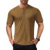 COOFANDY Men’s Henley Shirts Short Sleeve Ribbed T-Shirts Bodybuilding Workout Tee Shirts(Light Brown)