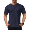 COOFANDY Men’s Henley Shirts Short Sleeve Ribbed T-Shirts Bodybuilding Workout Tee Shirts(Navy Blue)