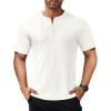 COOFANDY Men’s Henley Shirts Short Sleeve Ribbed T-Shirts Bodybuilding Workout Tee Shirts(White)