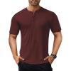 COOFANDY Men’s Henley Shirts Short Sleeve Ribbed T-Shirts Bodybuilding Workout Tee Shirts(Wine Red)