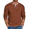 COOFANDY Mens Henley Sweater Long Sleeve Quarter Button Sweaters Casual Knit Pullover Sweater(Caramel)