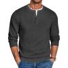 COOFANDY Mens Henley Sweater Long Sleeve Quarter Button Sweaters Casual Knit Pullover Sweater(Dark Grey)