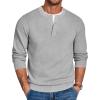COOFANDY Mens Henley Sweater Long Sleeve Quarter Button Sweaters Casual Knit Pullover Sweater(Light Grey)