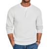 COOFANDY Mens Henley Sweater Long Sleeve Quarter Button Sweaters Casual Knit Pullover Sweater(White)