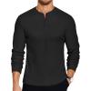 COOFANDY Men’s Henley T-Shirts Long Sleeve Pullover Shirt Casual Heavyweight Button Shirts Basic Tees(Black)