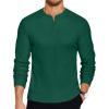 COOFANDY Men’s Henley T-Shirts Long Sleeve Pullover Shirt Casual Heavyweight Button Shirts Basic Tees(Dark Green)