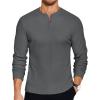 COOFANDY Men’s Henley T-Shirts Long Sleeve Pullover Shirt Casual Heavyweight Button Shirts Basic Tees(Dark Grey)