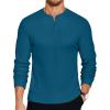COOFANDY Men’s Henley T-Shirts Long Sleeve Pullover Shirt Casual Heavyweight Button Shirts Basic Tees(Denim Blue)