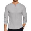 COOFANDY Men’s Henley T-Shirts Long Sleeve Pullover Shirt Casual Heavyweight Button Shirts Basic Tees(Grey)