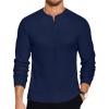 COOFANDY Men’s Henley T-Shirts Long Sleeve Pullover Shirt Casual Heavyweight Button Shirts Basic Tees(Navy Blue)