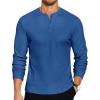 COOFANDY Men’s Henley T-Shirts Long Sleeve Pullover Shirt Casual Heavyweight Button Shirts Basic Tees(Royal Blue)