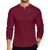 COOFANDY Men’s Henley T-Shirts Long Sleeve Pullover Shirt Casual Heavyweight Button Shirts Basic Tees(Wine Red)