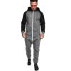 COOFANDY Mens Jumpsuit Onesie Rompers Drawstring Hooded Full Zip One Piece Tracksuit with Pockets(Mid Grey Textile / Black)