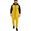 COOFANDY Mens Jumpsuit Onesie Rompers Drawstring Hooded Full Zip One Piece Tracksuit with Pockets(Yellow)
