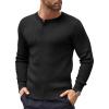 COOFANDY Mens Knit Henley Sweater Long Sleeve Button Down Lightweight Sweater Fall Slim Fit Ribbed Pullover(All Black)