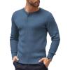 COOFANDY Mens Knit Henley Sweater Long Sleeve Button Down Lightweight Sweater Fall Slim Fit Ribbed Pullover(Denim Blue)
