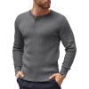 COOFANDY Mens Knit Henley Sweater Long Sleeve Button Down Lightweight Sweater Fall Slim Fit Ribbed Pullover(Grey)