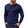 COOFANDY Mens Knit Henley Sweater Long Sleeve Button Down Lightweight Sweater Fall Slim Fit Ribbed Pullover(Navy Blue)