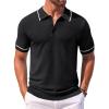 COOFANDY Men’s Knit Polo Shirts Casual Short Sleeve Button Down Shirts Crochet Classic Golf Polo Collared Shirts(Black)